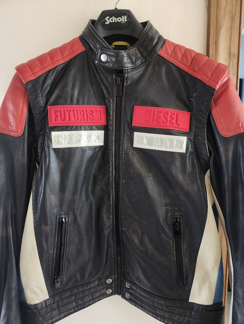Diesel Men's "Futurism" Leather Moto Jacket, Size Large